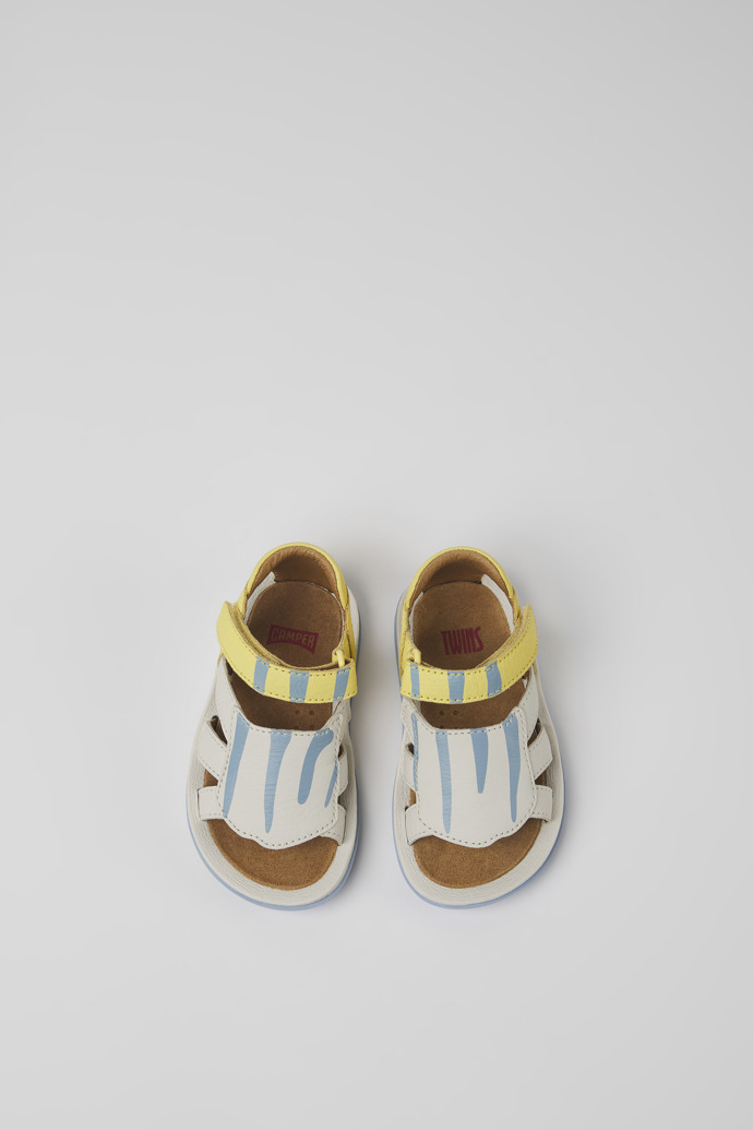 Twins Yellow and white leather sandals for boys