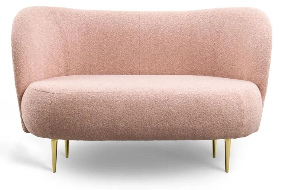 Casa Padrino sof¨¢ de lujo de 2 plazas rosa / oro 130 x 72 x A. 80 cm - Sof¨¢ de sal¨®n con respaldo curvo - Muebles de sal¨®n - Muebles de lujo - Interiores de sal¨®n - Interiores de lujo