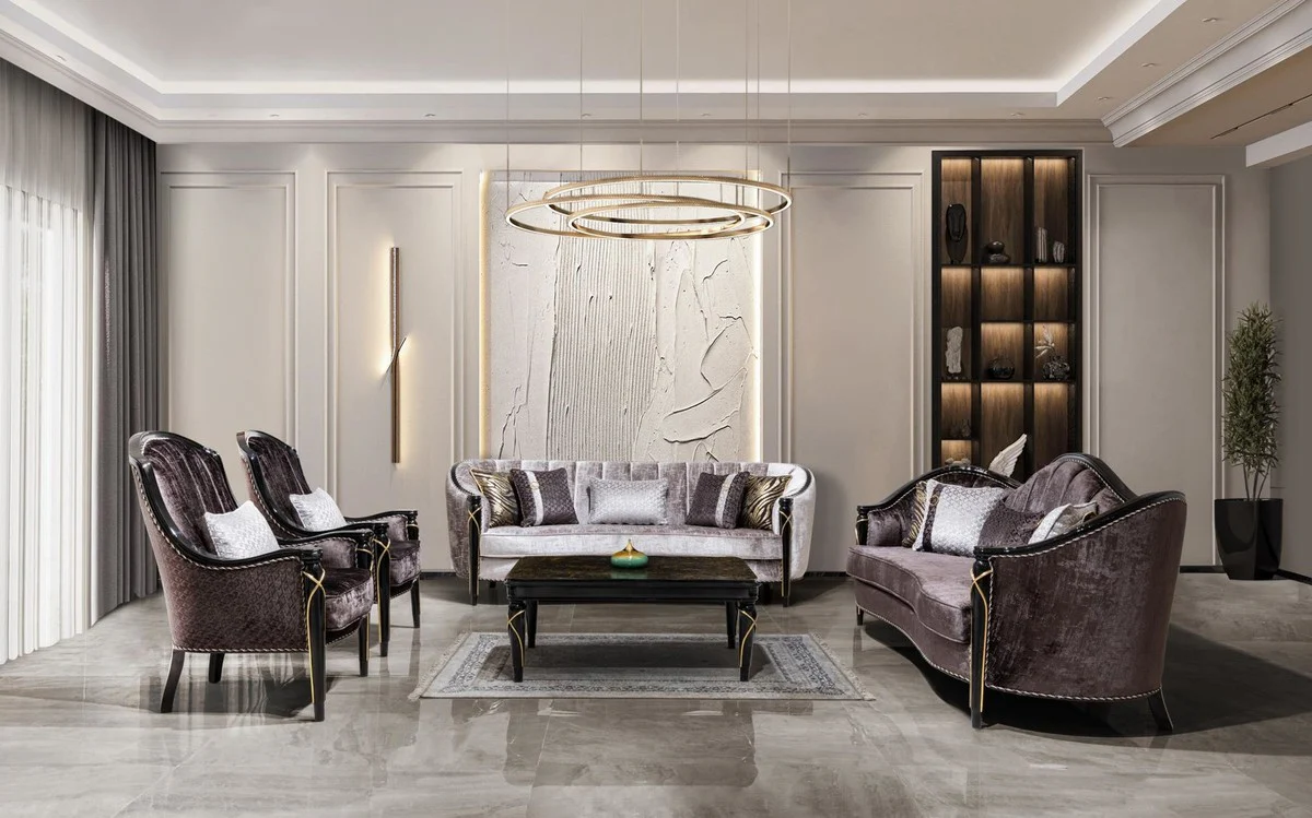 Casa Padrino mesa de centro barroco de lujo negro / oro 120 cm