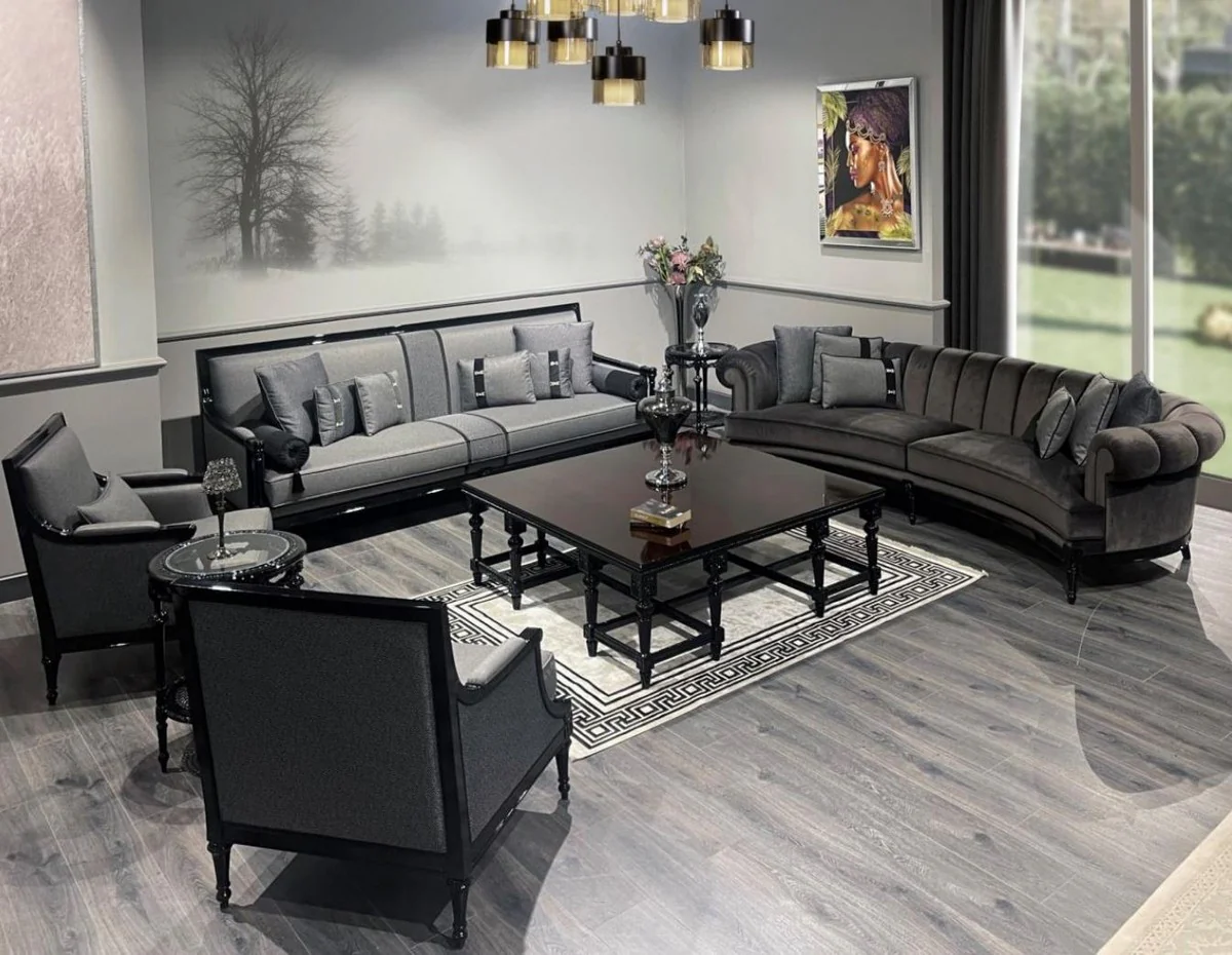 Casa Padrino mesa de centro barroco de lujo marr¨®n oscuro / negro - Mesa de sal¨®n cuadrada de madera maciza en estilo barroco - Muebles de sal¨®n de lujo en estilo barroco - Muebles barrocos