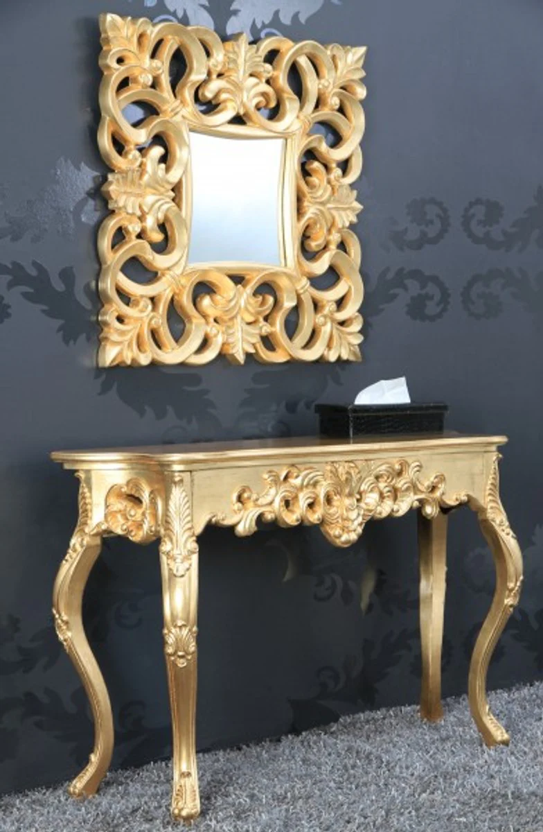 Espejo de pared barroco dividido 76 x 76 cm de oro - cuadrado del espejo dorado Barock Wandspiegel Gold Antik, H?he 76 cm, Breite 76 cm, Edel & Prunkvoll