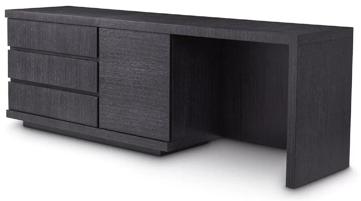 Casa Padrino escritorio de madera maciza de lujo negro gris 220 x 55 x A. 75,5 cm - Mesa de oficina - Muebles de oficina - Muebles de lujo - Instalaci¨®n de lujo - Calidad de lujo