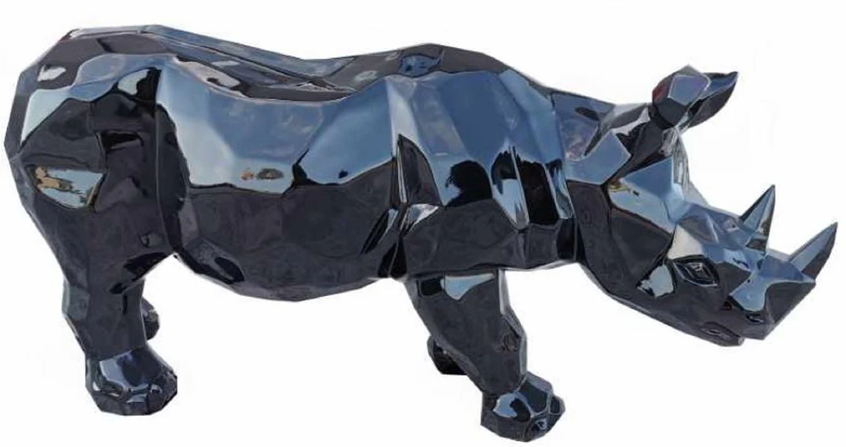 Casa Padrino figura decorativa de lujo rinoceronte negro 80 x A. 38 cm - Escultura de decoración de sala de estar - Escultura de decoración de jardín - Figura de animal resistente a la intemperie