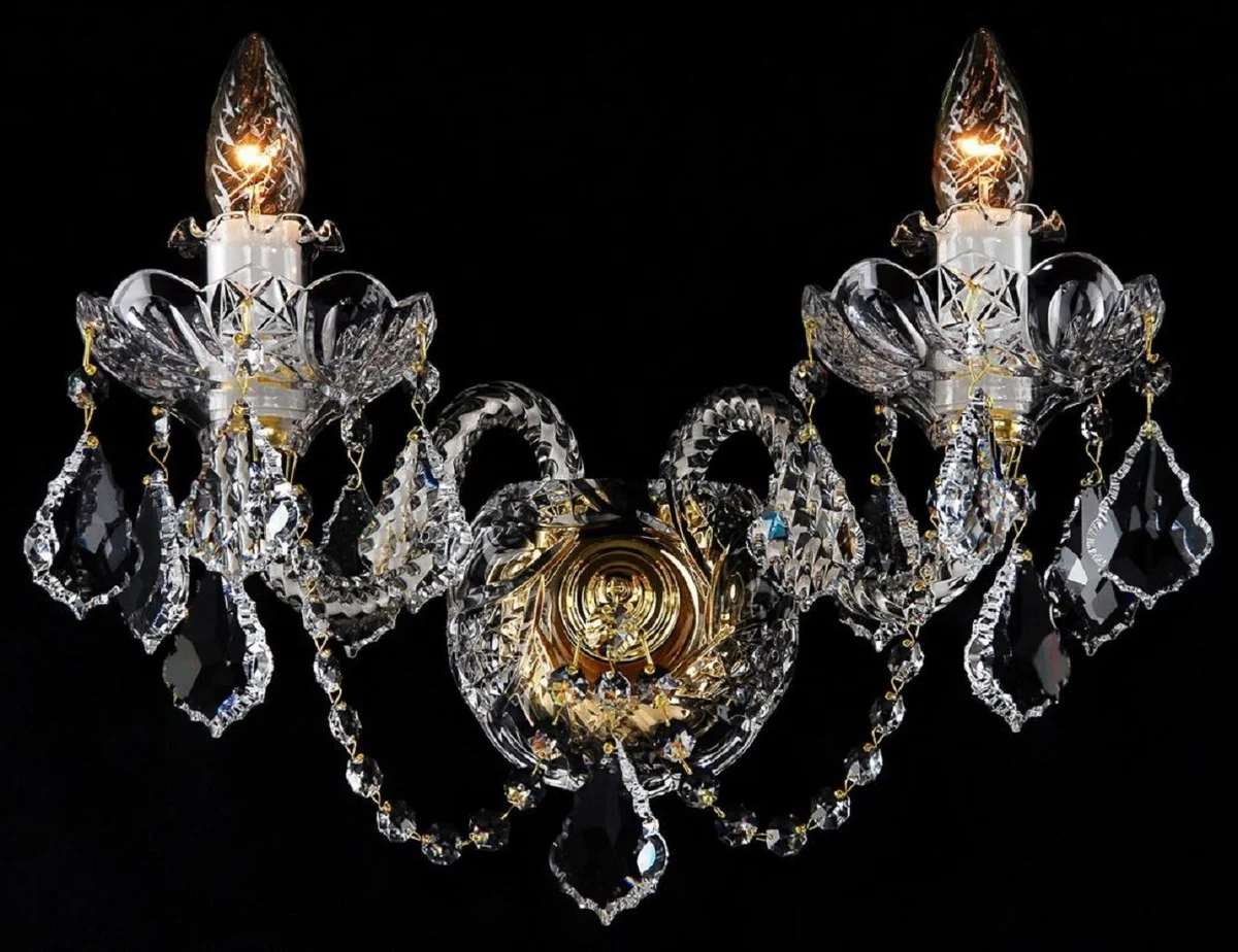 Casa Padrino lámpara de pared de cristal barroco de lujo oro 39 x A. 30 cm - Magnífica lámpara de pared doble en estilo barroco - Luces Barrocos - Noble y Magnífica