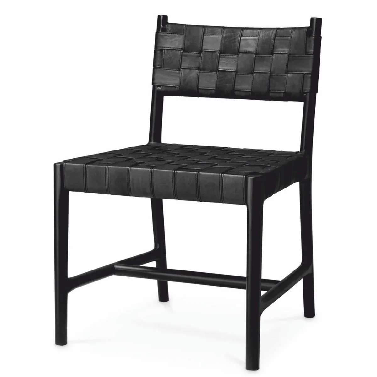 Casa Padrino silla de comedor de lujo de cuero negro A. 85 cm - Muebles de comedor