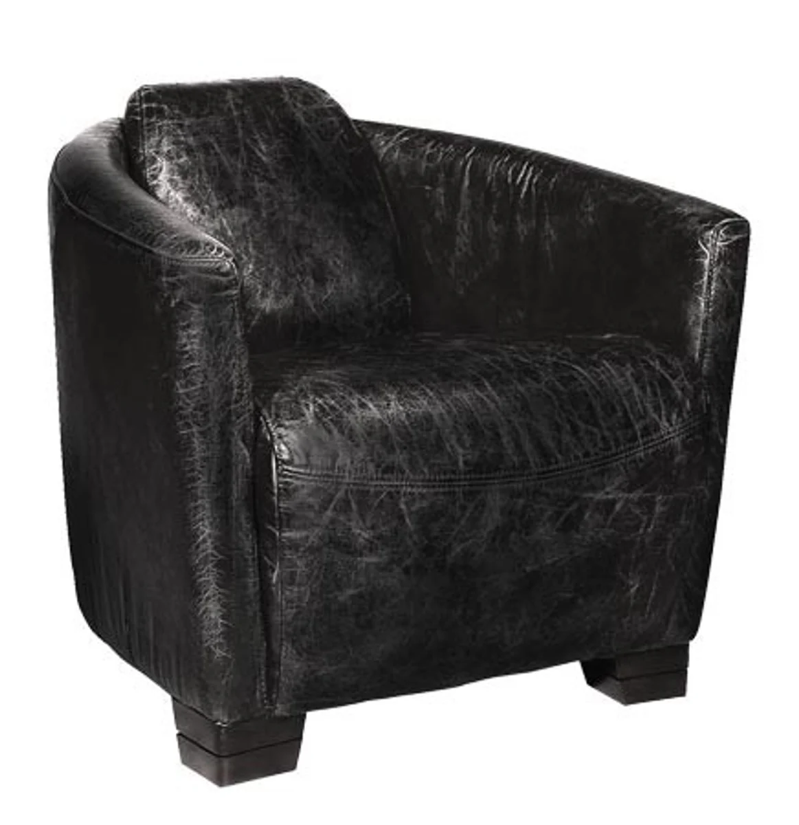 Art Deco leather armchair Ebony Leather / Antique Black - Club Chair - Lounge chair