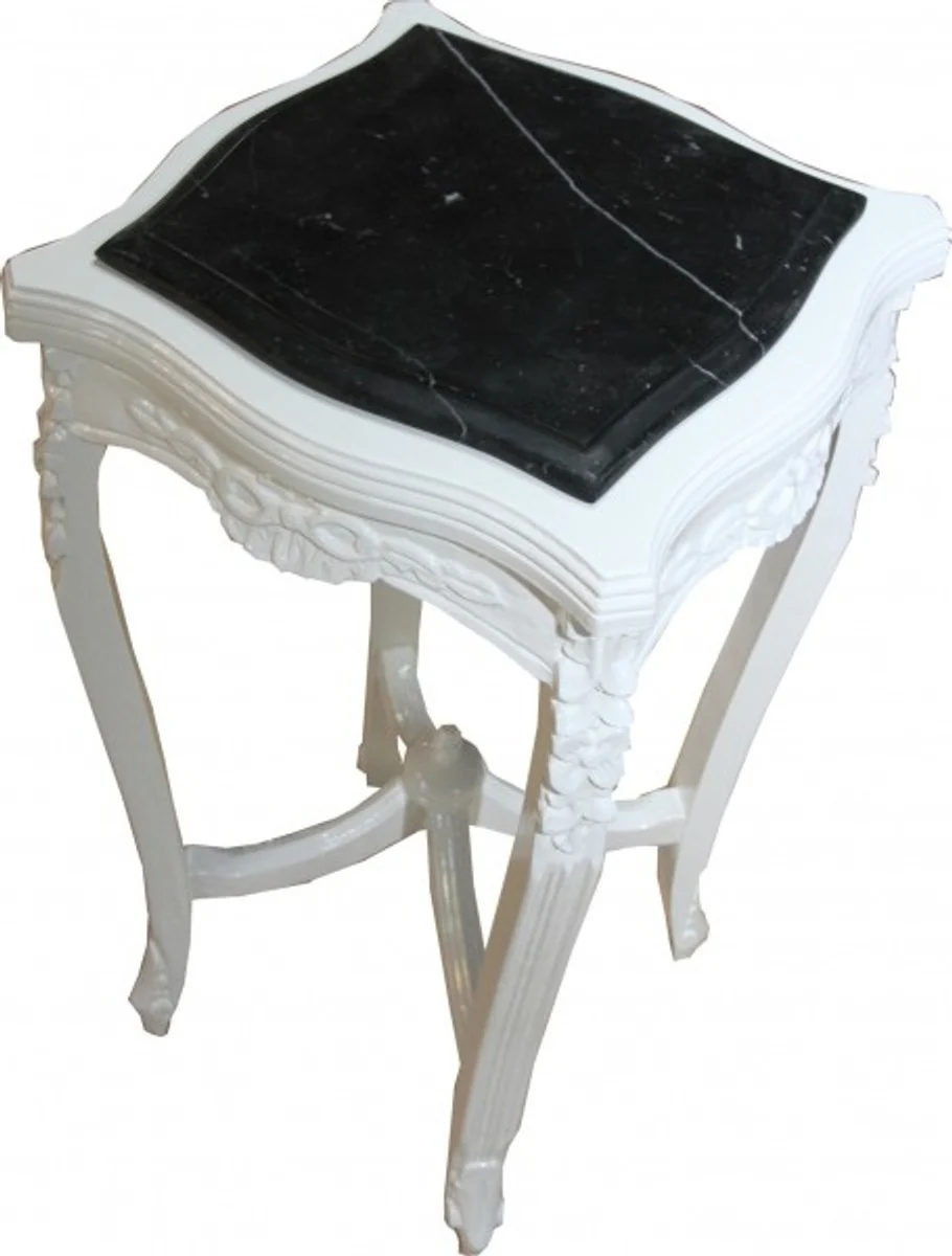 Casa Padrino Baroque side table with marble top Square White Mod W17 70 x 37 cm - Antique Style