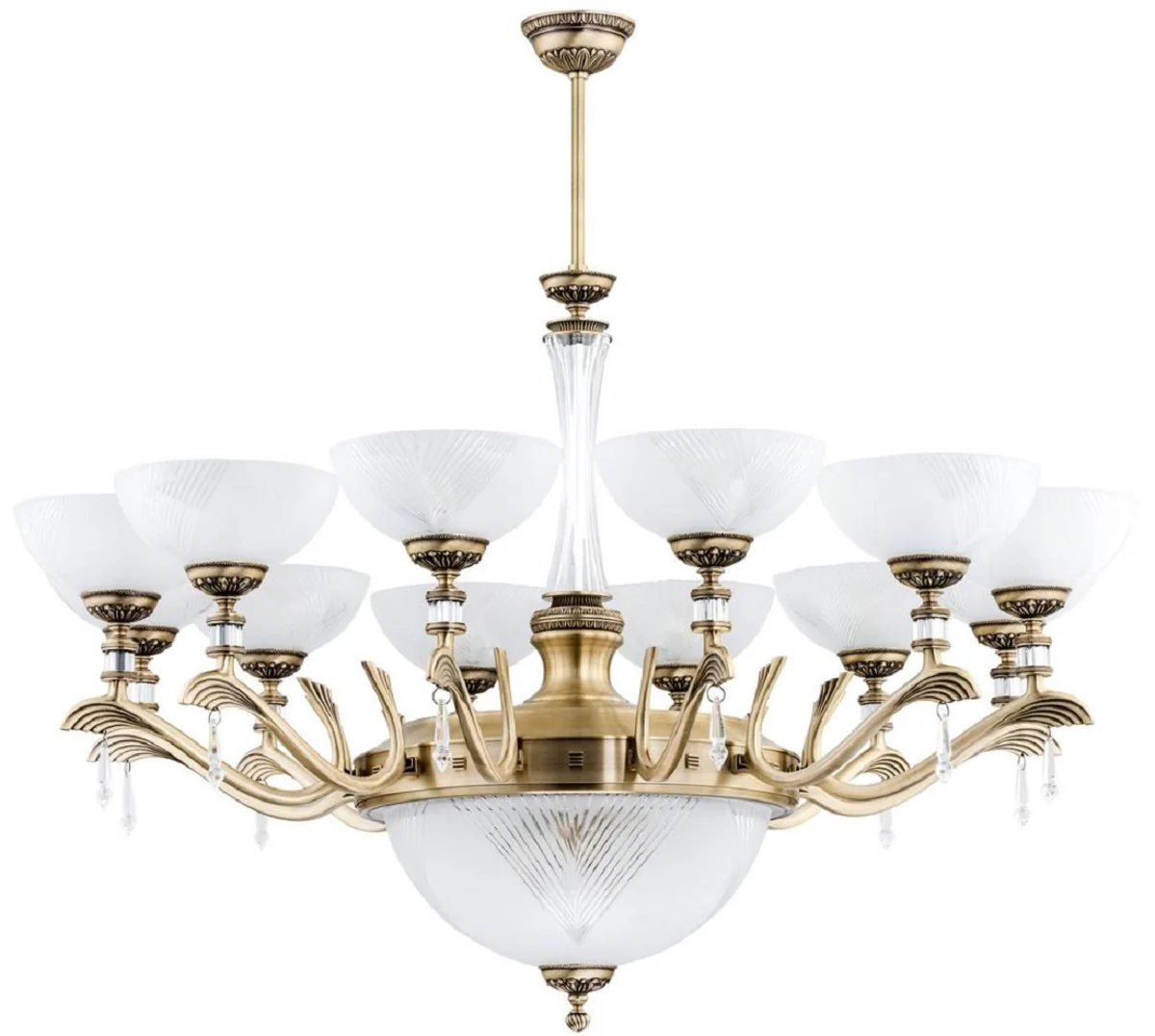 Casa Padrino ara?a de luces de cristal barroco de lujo lat¨®n con p¨¢tina / blanco ? 102 cm