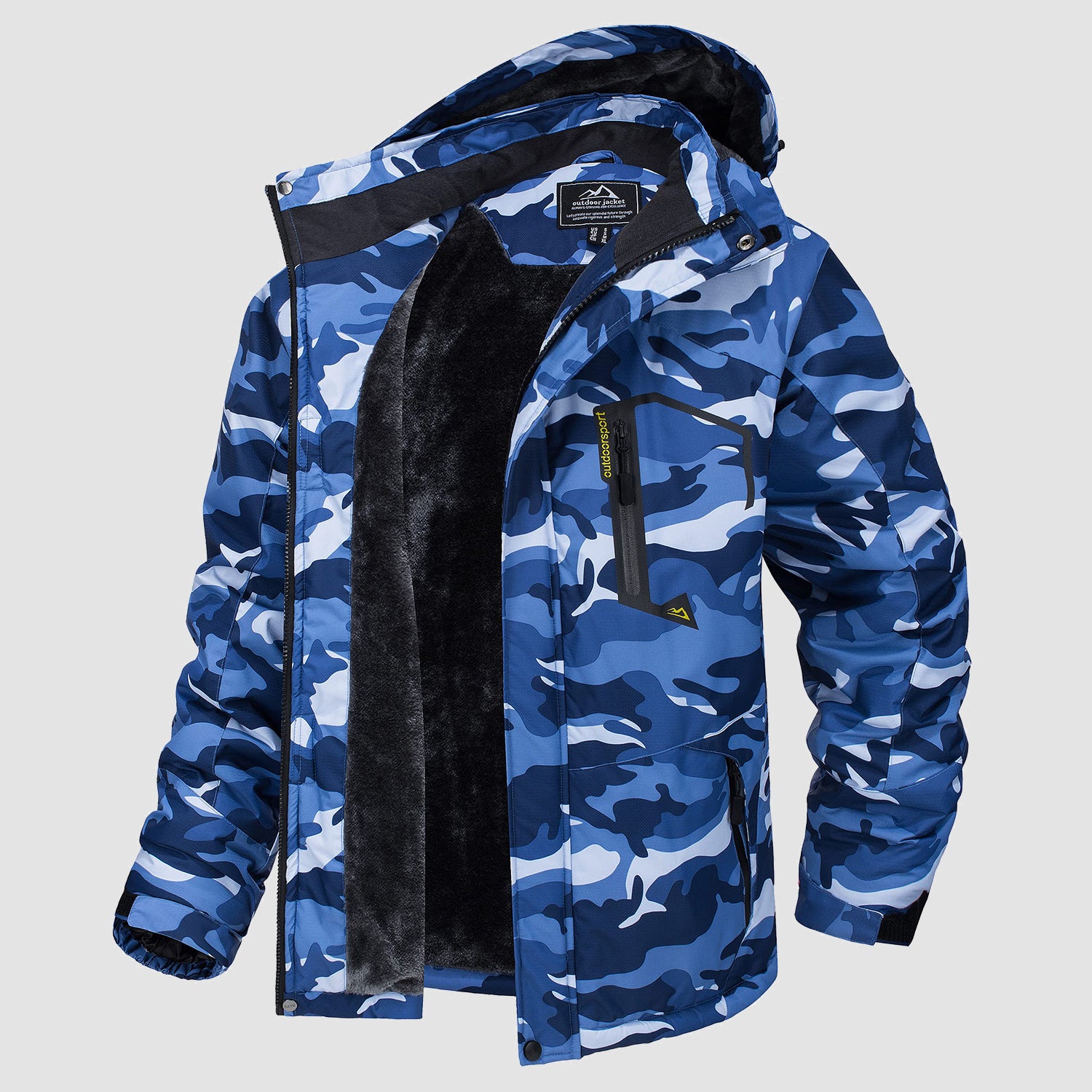 Men's Winter Jacket Water Repellent Ski Snow Jacket Warm Fleece Coat Parka Raincoats With Multi-Pockets