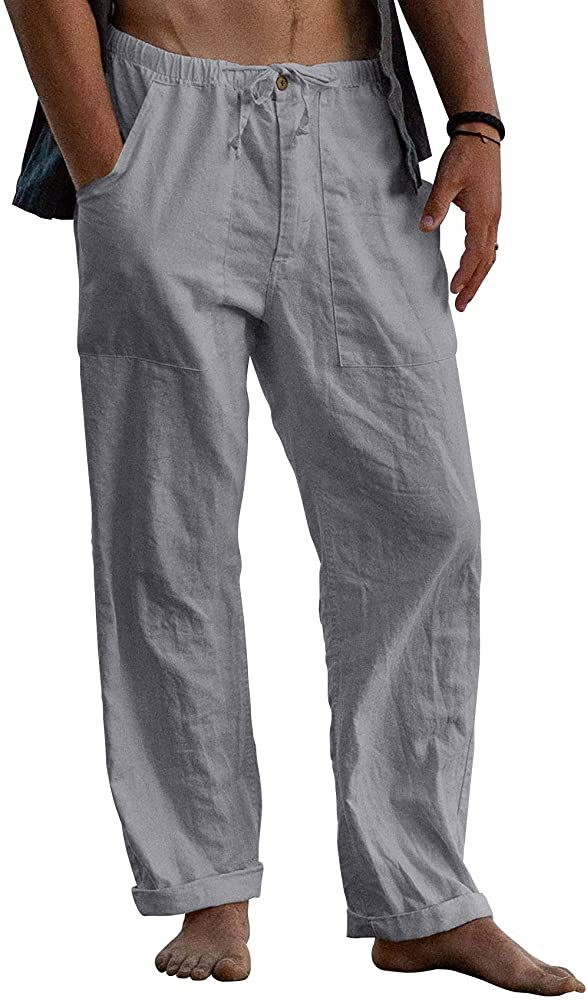 Men's linen beach casual loose-fitting pants