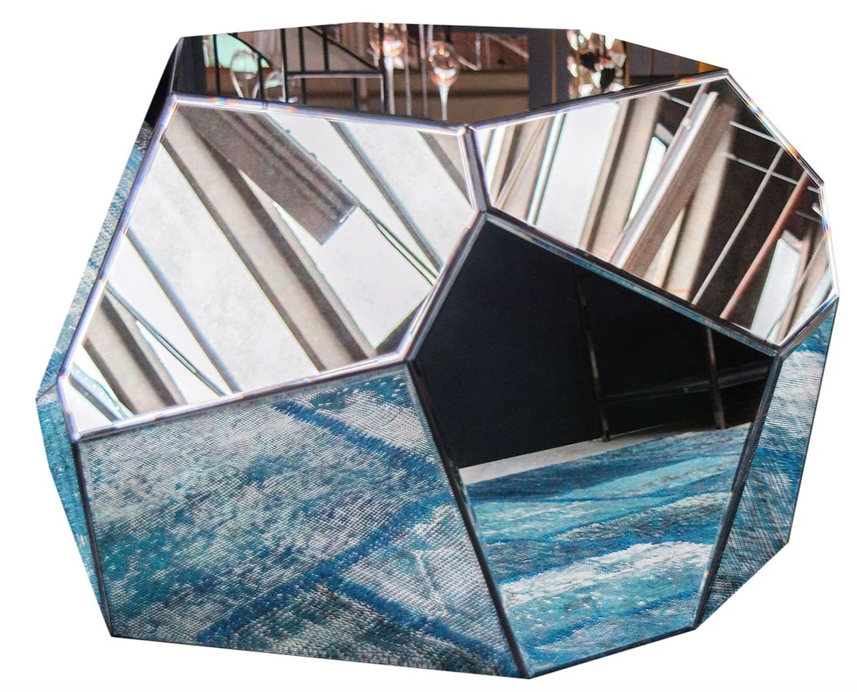 Casa Padrino dise?o mesa de sal¨®n / mesa auxiliar con vidrio espejo antiguo 89 x 90 x H. 45 cm - Colecci¨®n de Dise?adores