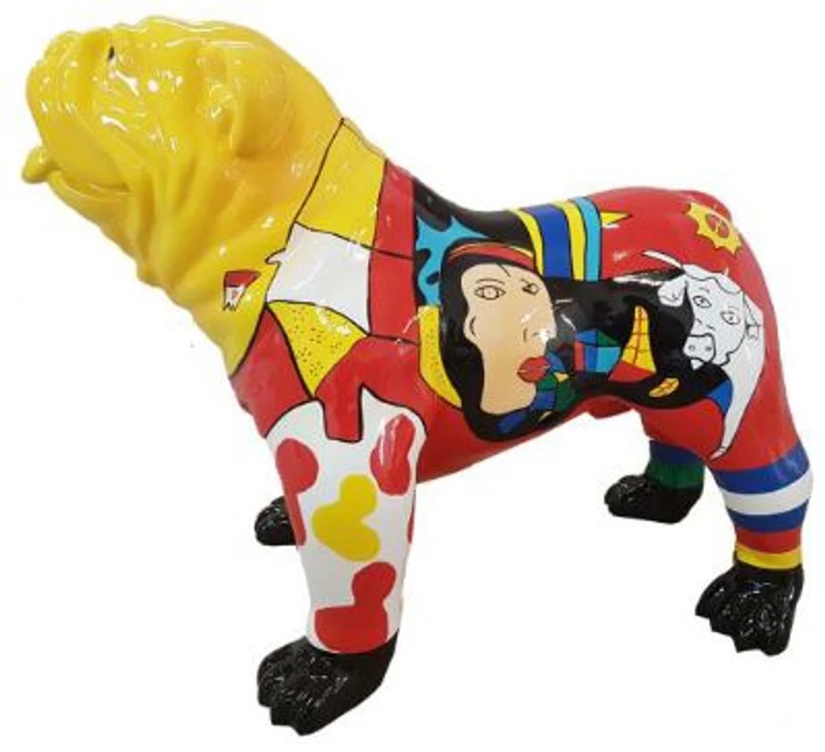Casa Padrino figura decorativa de diseño perro buldog multicolor 90 x A. 74 cm - Escultura decorativa resistente a la intemperie - Decoración de Sala de Estar