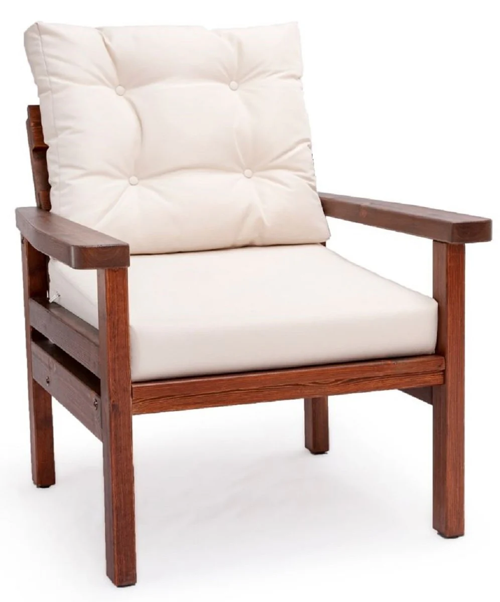 Casa Padrino conjunto de muebles de jardín de lujo beige / marrón oscuro - 1 Sofá de Jardín y 2 Sillones de Jardín y 1 Mesa de Comedor Jardín - Muebles de jardín y terraza - Muebles de lujo