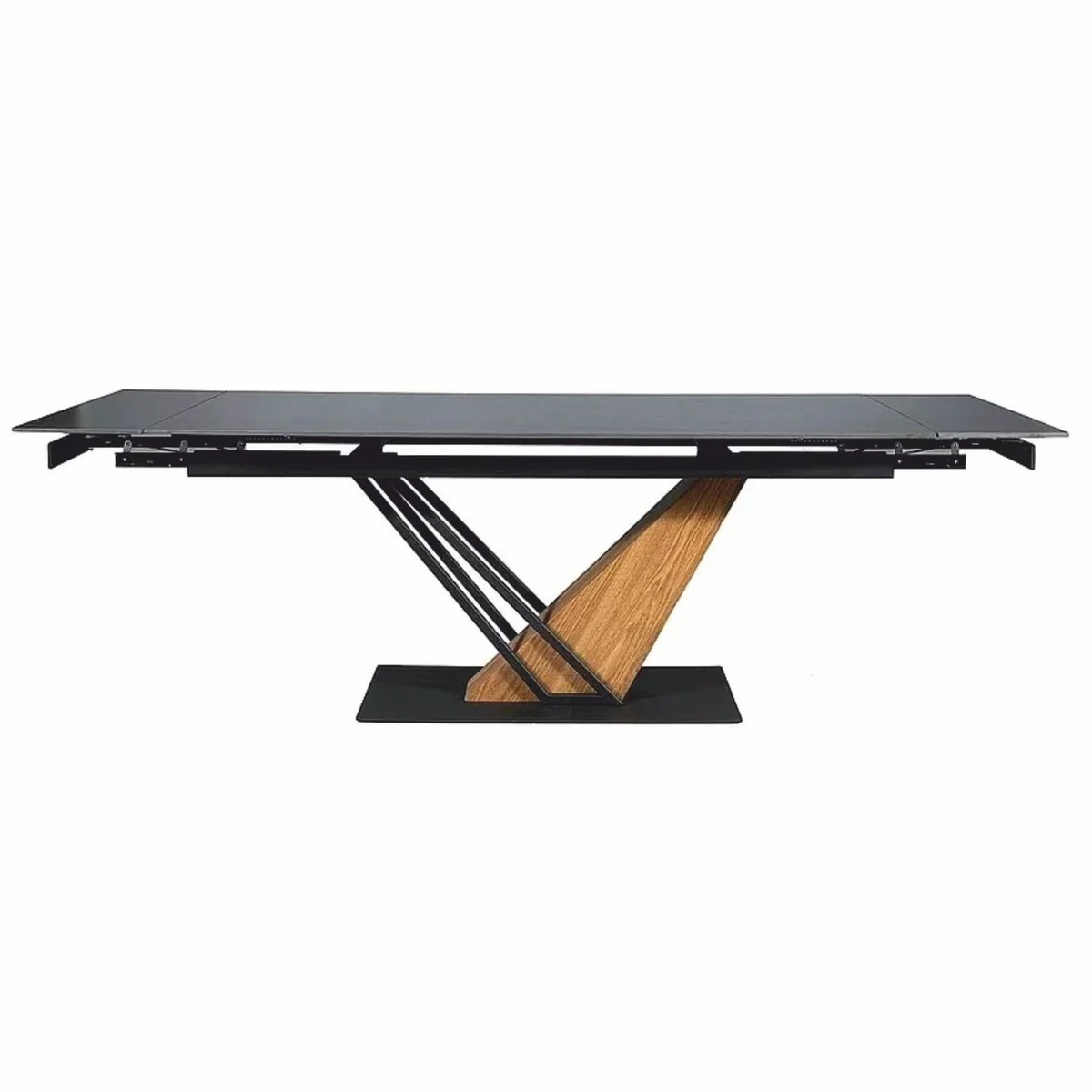 Casa Padrino Mesa de Comedor de Dise?o Negro Mate / Marr¨®n 160-220 cm - Mesa de Cocina Extensible