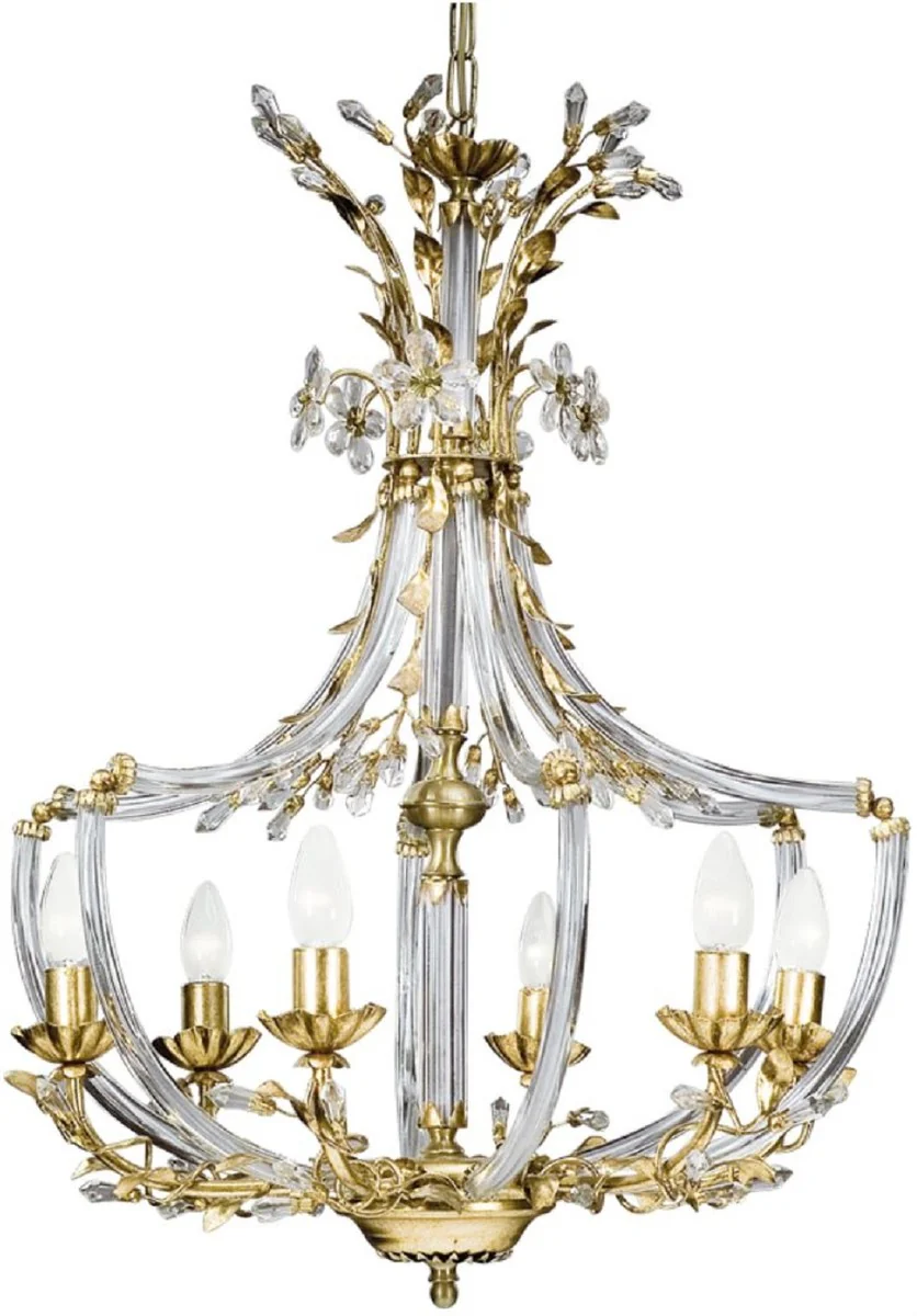 Casa Padrino araña de luces de cristal barroco de lujo oro Ø 55 x A. 80 cm - Magnífica lámpara de araña con noble cristal Swarovski - Calidad de Lujo