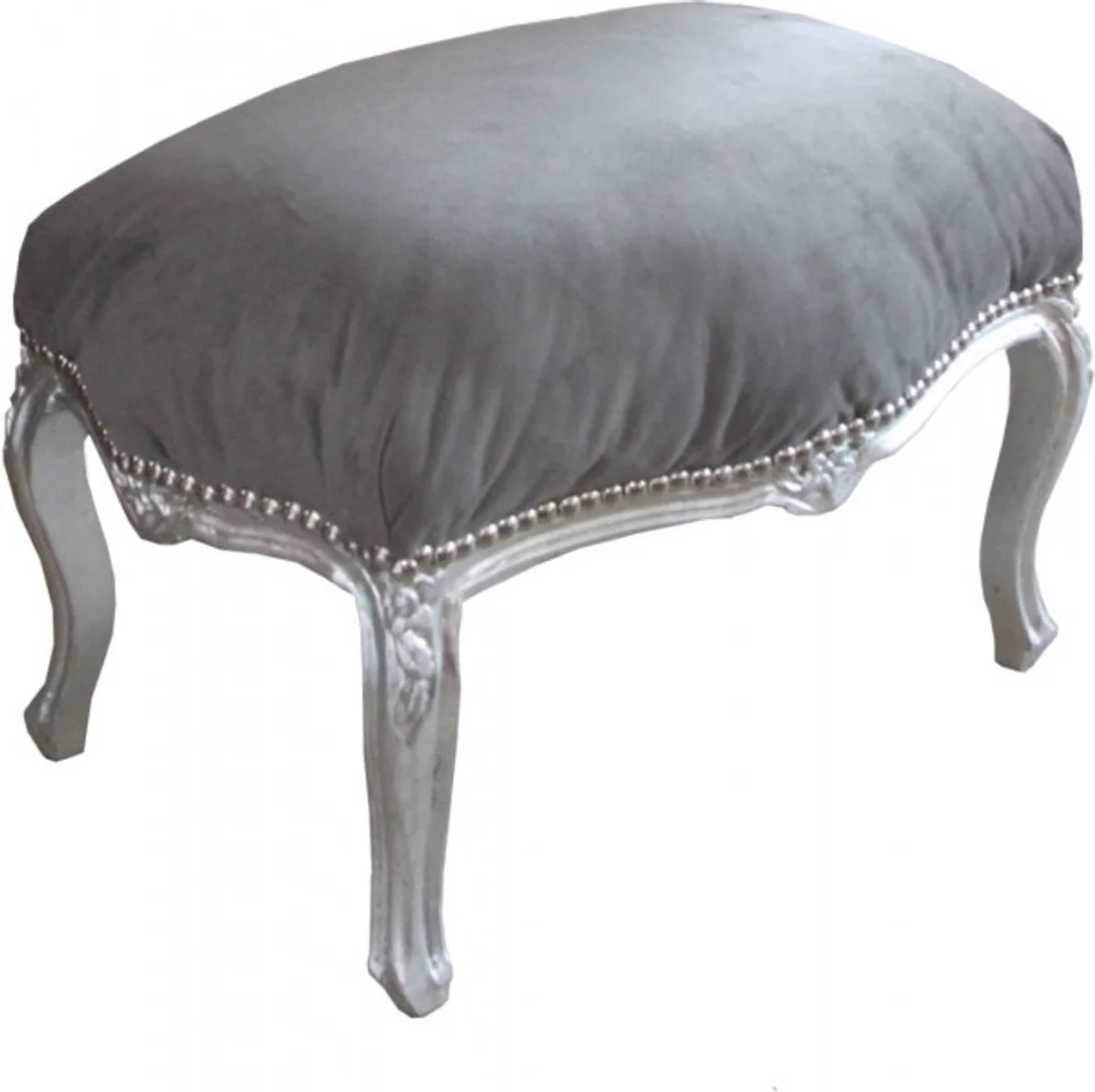 Casa Padrino barroco del taburete gris plata - muebles barrocos