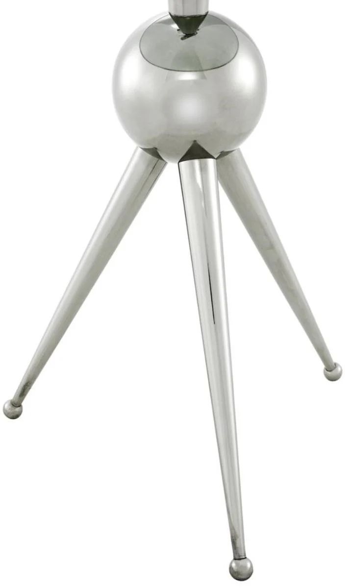 Casa Padrino mesa auxiliar en plata con placa de vidrio 40 x H. 72 cm - Mesa de hotel de lujo