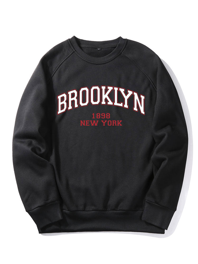 Brooklyn Letter  Print Raglan Sleeve Sweatshirt