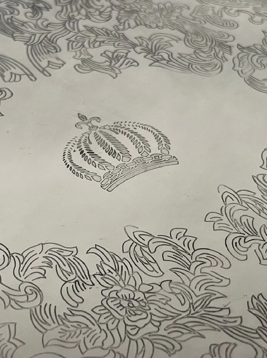 Pomp??s de Casa Padrino bandeja de servicio barroco de lujo corona plata 53 cm - dise?ada por Harald Gl??ckler