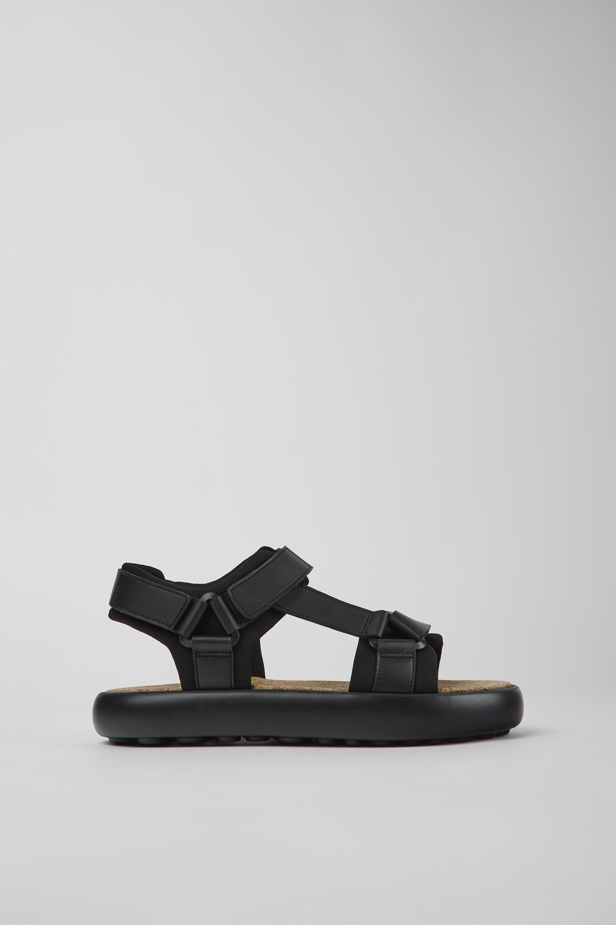 Pelotas Flota - Black leather and textile sandals for men