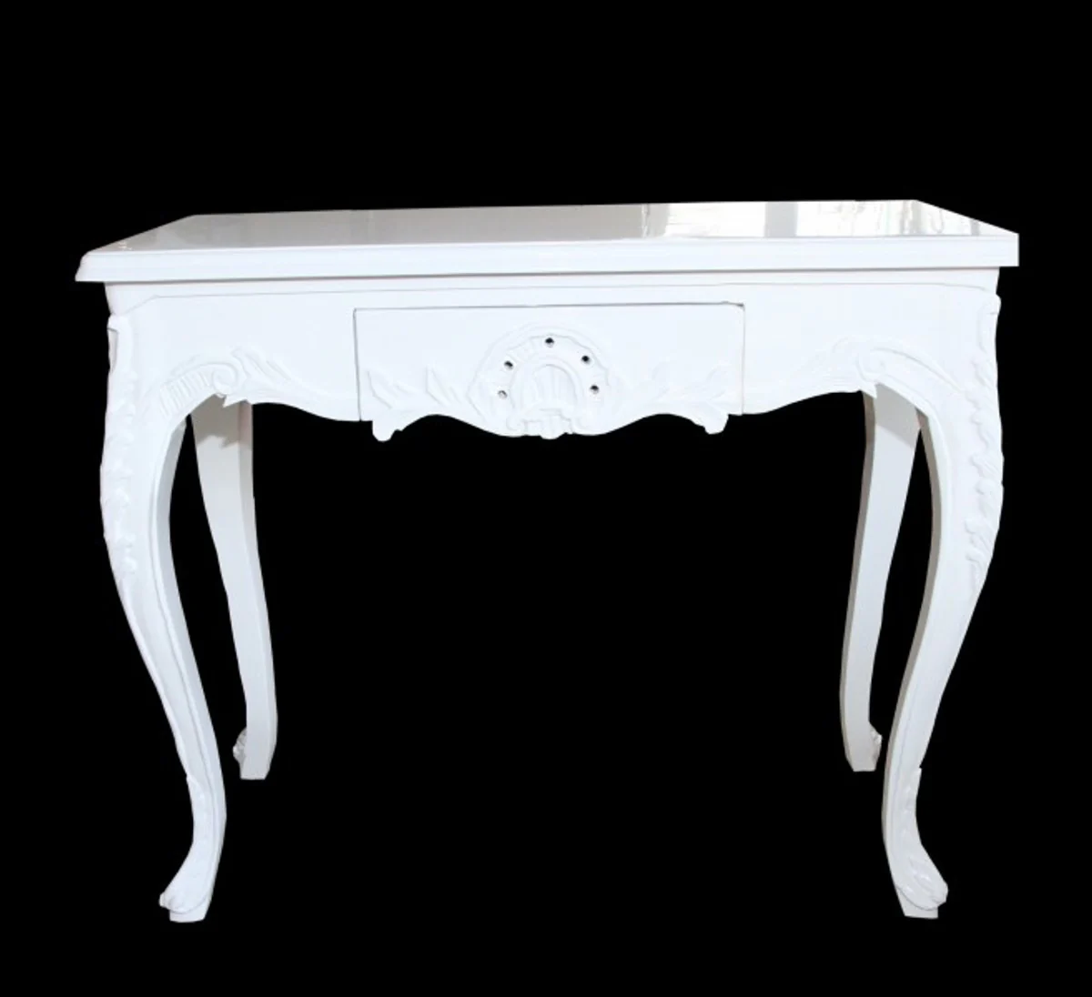 Casa Padrino Baroque console table with drawers White ladies dressing table - antique style - baroque furniture