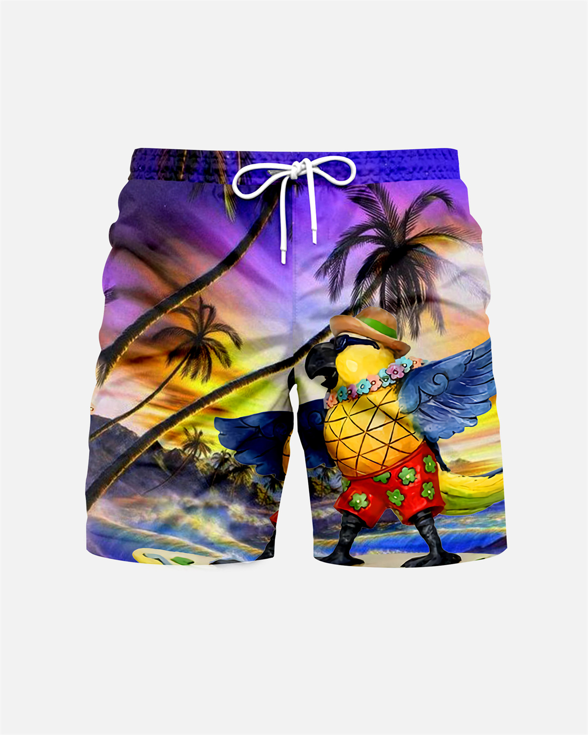 Suitmens Men's Men's Tiki Style Hawaiian Vacation Print Three-Piece Set 033