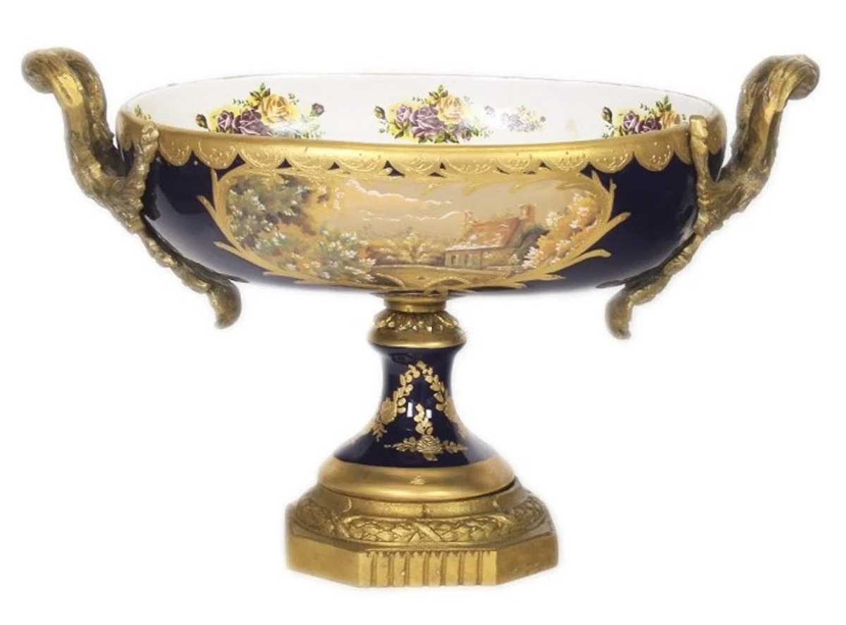 Casa Padrino Baroque porcelain dish cobalt / Gold B 40 H 37 cm - Grand Decor - Hotel Decoration