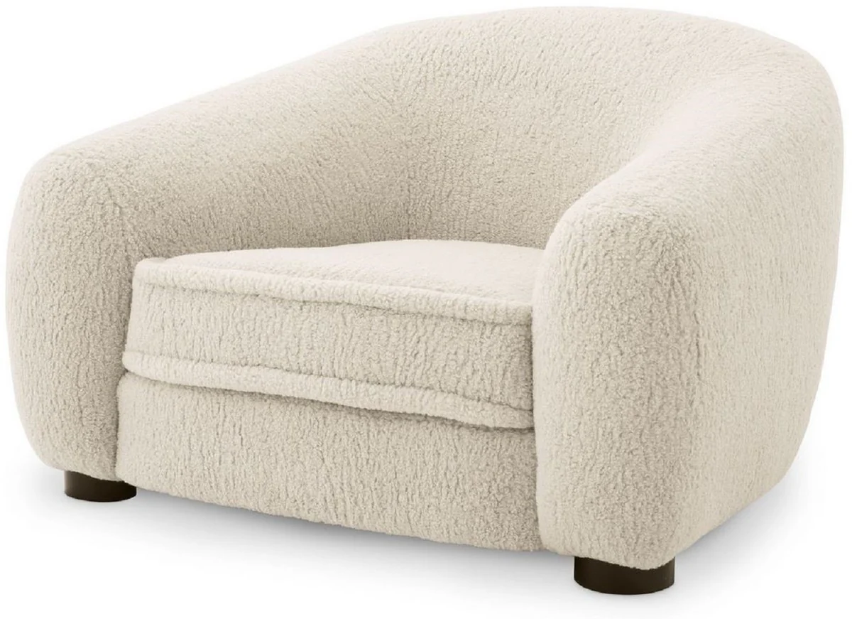 Casa Padrino sill¨®n de lujo crema / negro 110 x 95 x A. 70 cm - Sill¨®n de sal¨®n con respaldo curvo - Muebles de Lujo