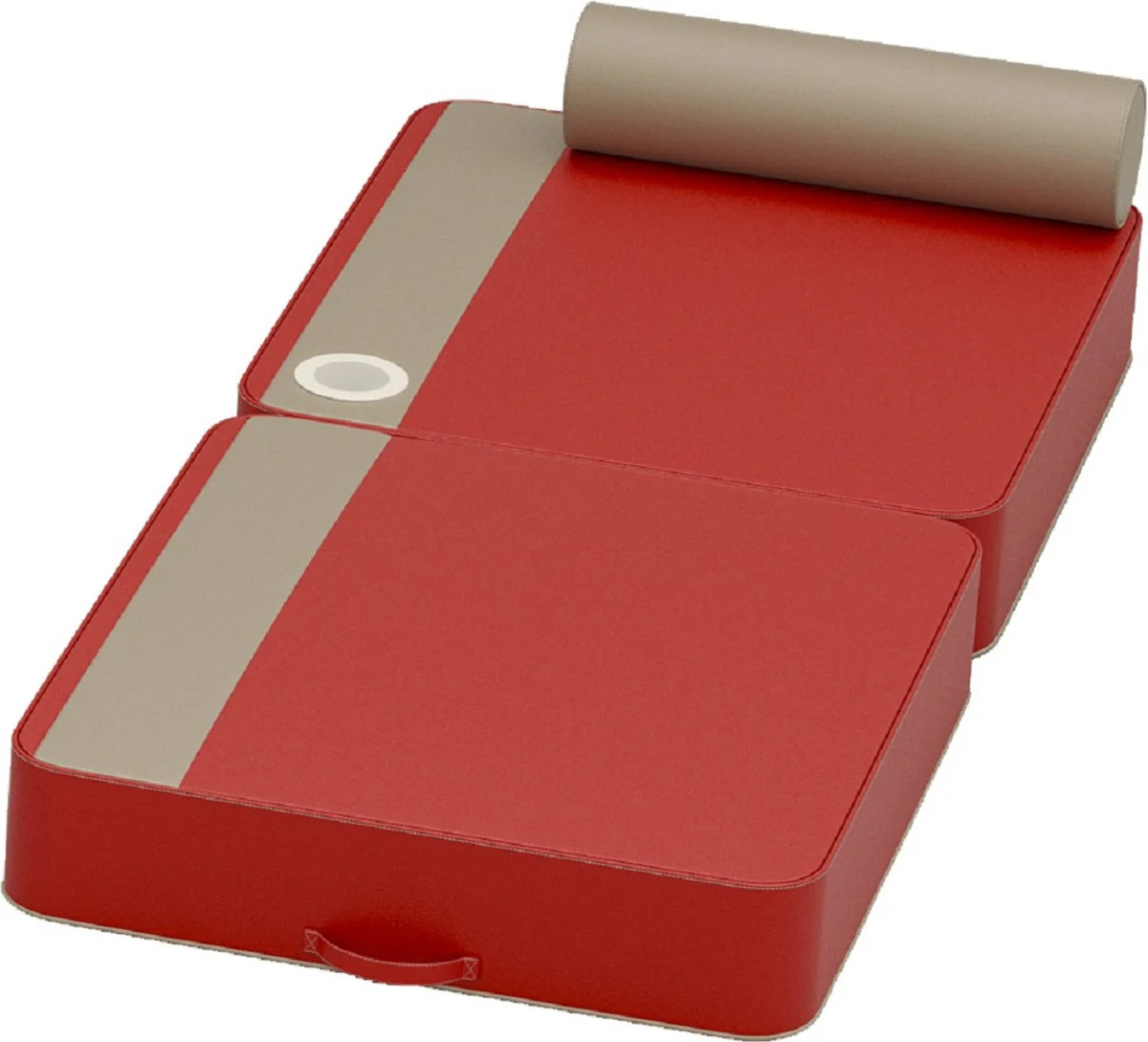 Casa Padrino tumbona de agua de lujo rojo / taupe 190 x 80 x A. 17 cm - Tumbona de agua de cuero artificial impermeable con reposacabezas y portavasos - Accesorios para piscinas de hotel