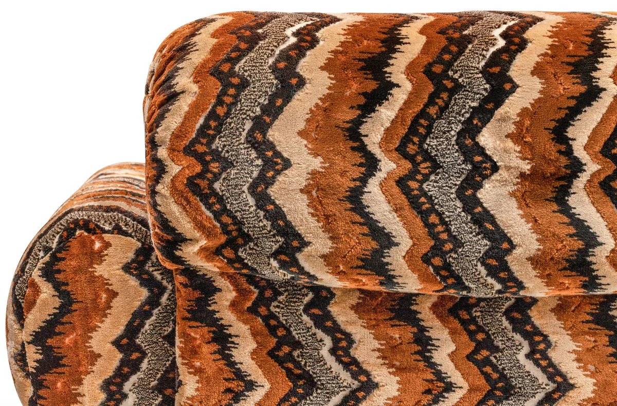 Casa Padrino sof¨¢ de lujo de dise?o de los a?os 70 beige / marr¨®n / negro 228 x 93 x A. 70 cm - Sof¨¢ de sal¨®n retro con ruedas - Muebles de sal¨®n de dise?o de los a?os 70