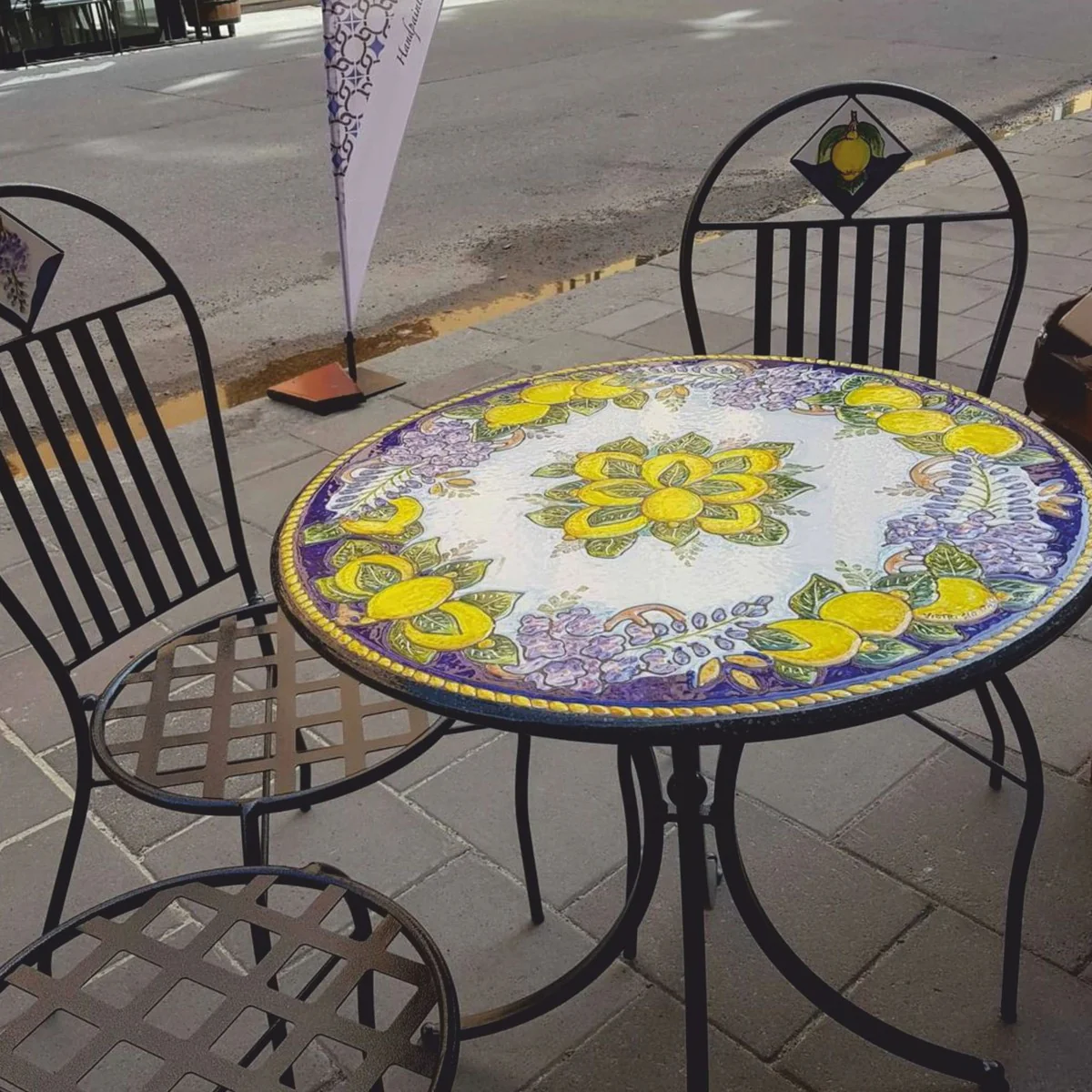 Casa Padrino silla de jardín Art Nouveau de lujo de hierro forjado marrón / multicolor Al. 96 cm