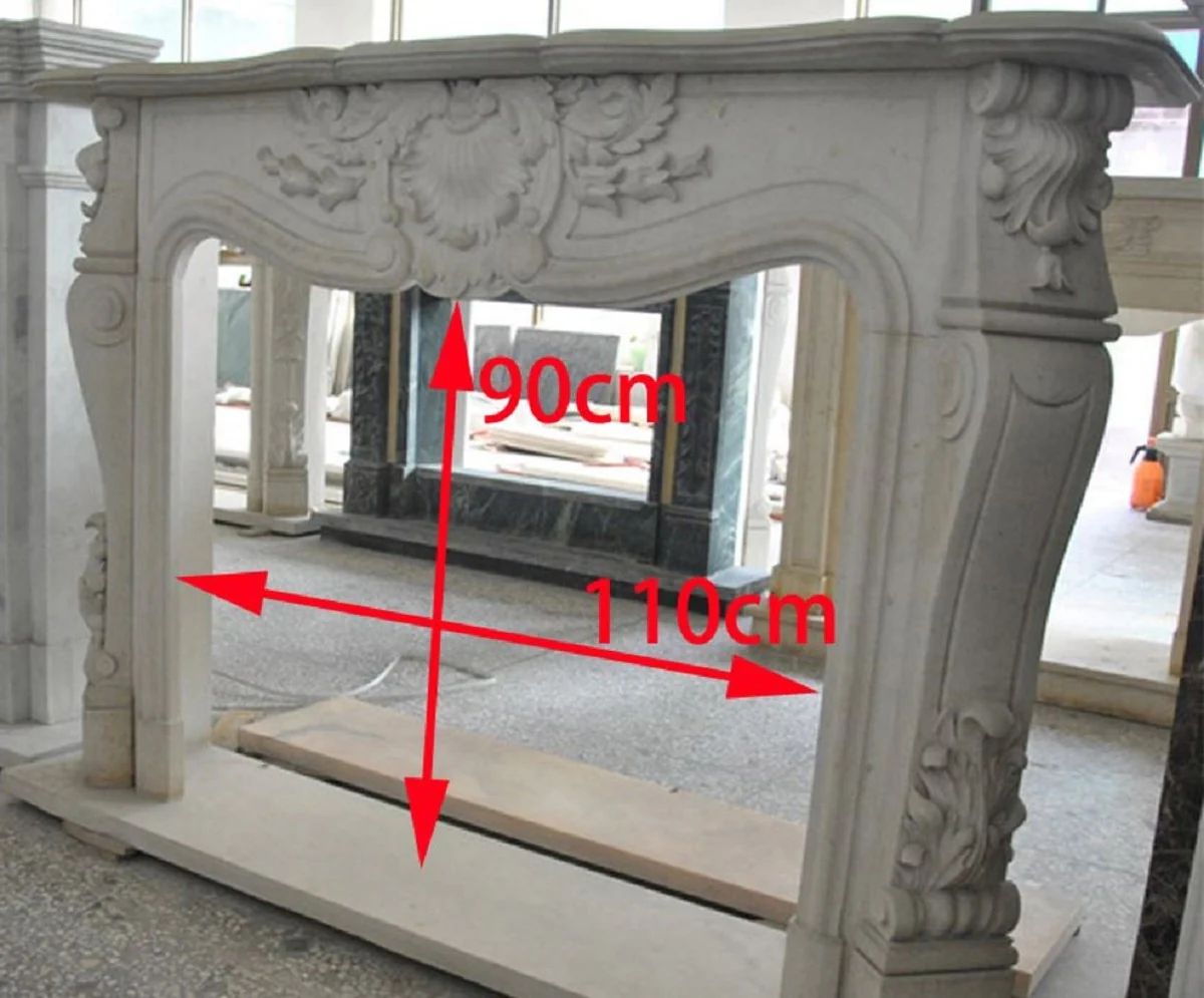 Casa Padrino marco de chimenea barroco de lujo beige 150 x 30 x A. 120 cm - Marco de chimenea de m¨¢rmol de alta calidad barroco - Accesorios decorativos de chimenea barroco - Noble y Magn¨ªfico