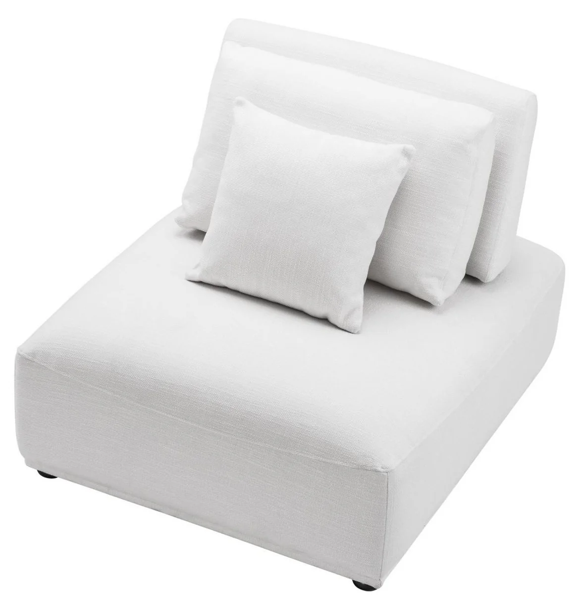 Casa Padrino sill¨®n de lujo blanco / negro 93 x 109 x H. 83 cm - Sill¨®n de Sal¨®n con Respaldo y 2 Cojines - Muebles de Sal¨®n