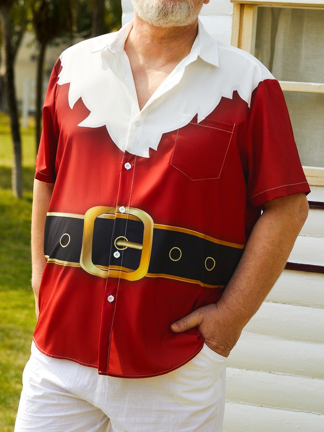 Big Size Christmas Short Sleeve Hawaiian Shirt