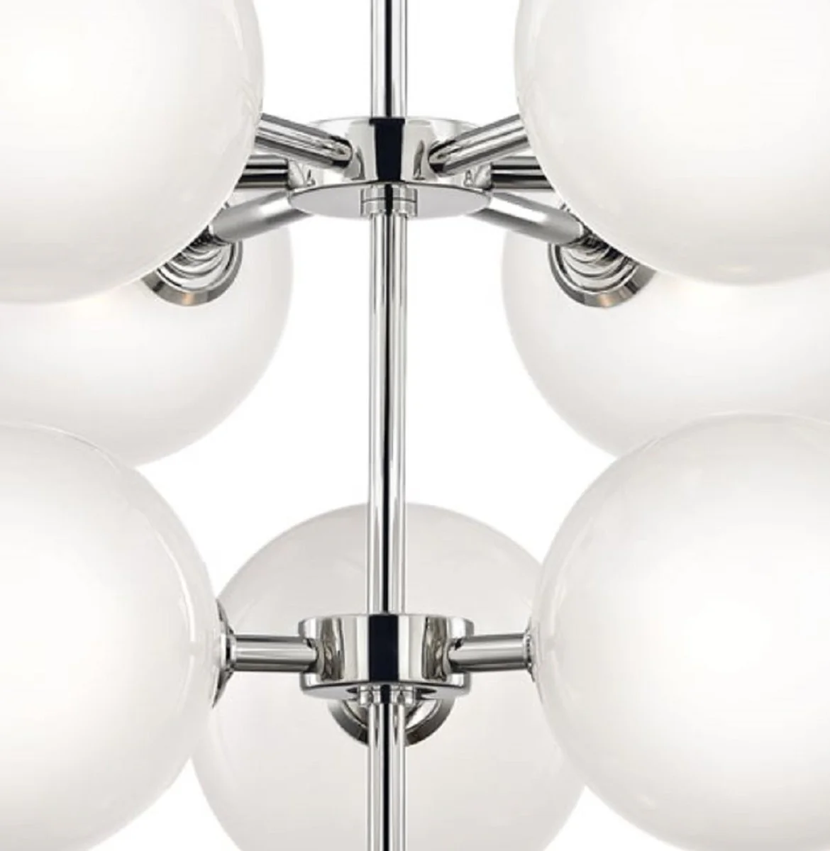 Casa Padrino Araña LED de Lujo Plata Ø 75,6 x H. 63,5 cm - Araña con Pantallas Esféricas - Calidad de Lujo