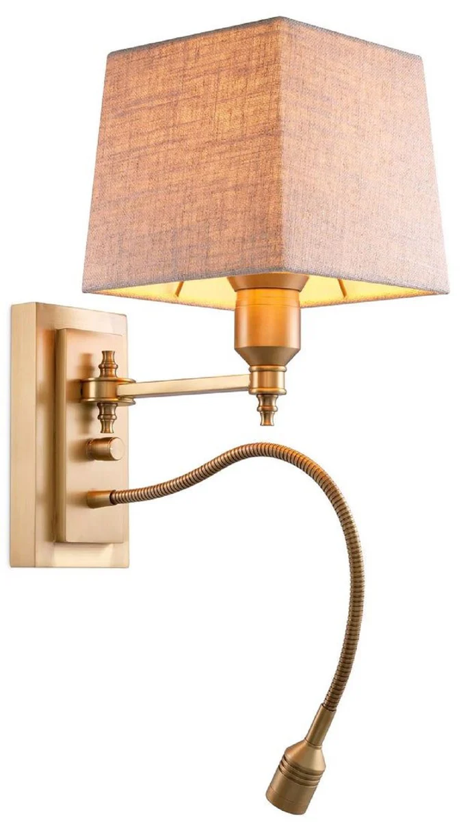 Casa Padrino lámpara de pared de lujo latón antiguo 14 x 25 x A. 30,5 cm - Lámpara de pared con luz de lectura LED giratoria - Luces de hotel - Luces de pared de lujo - Calidad de lujo