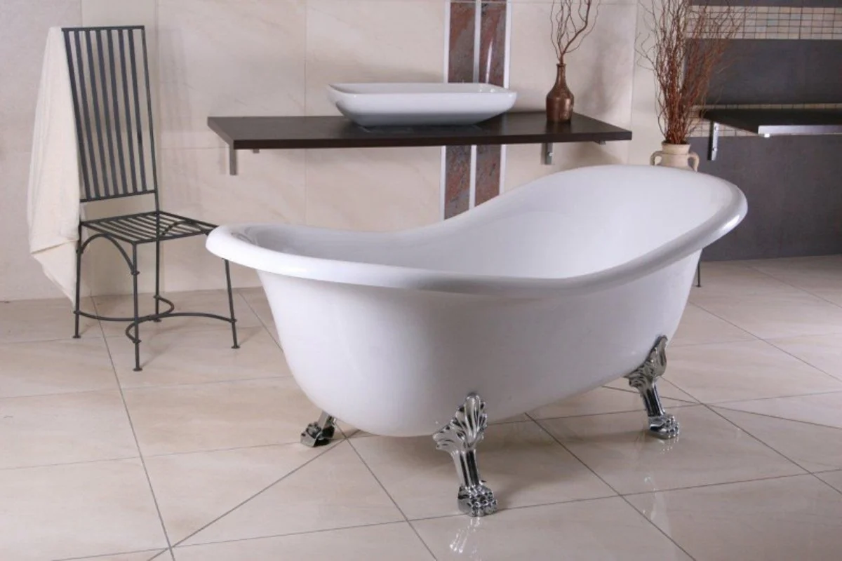 Independiente de lujo de baño de Nouveau Paris Blanco / Plata 1880mm - baño barroco