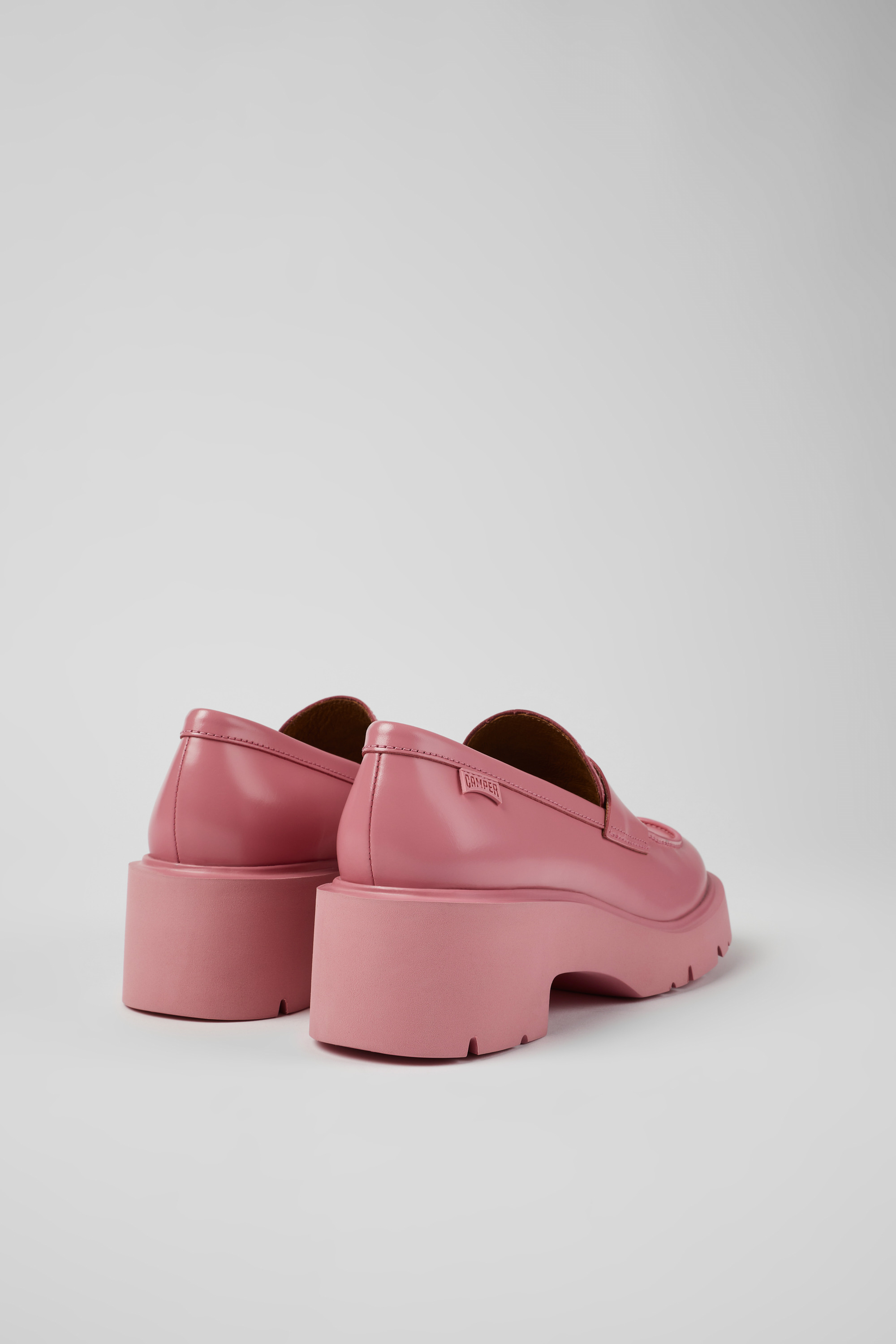 Milah - Pink leather loafers for women