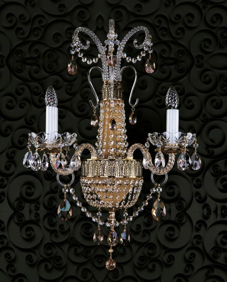 Casa Padrino l¨¢mpara de pared doble de cristal barroco de lujo lat¨®n antiguo A. 64 cm