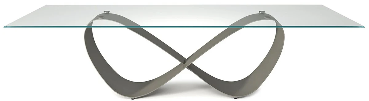 Casa Padrino mesa de comedor de dise?o gris titanio - Varios Tama?os de Mesa - Mesa de comedor rectangular moderna con tapa de vidrio biselado - Muebles de comedor - Calidad de Lujo