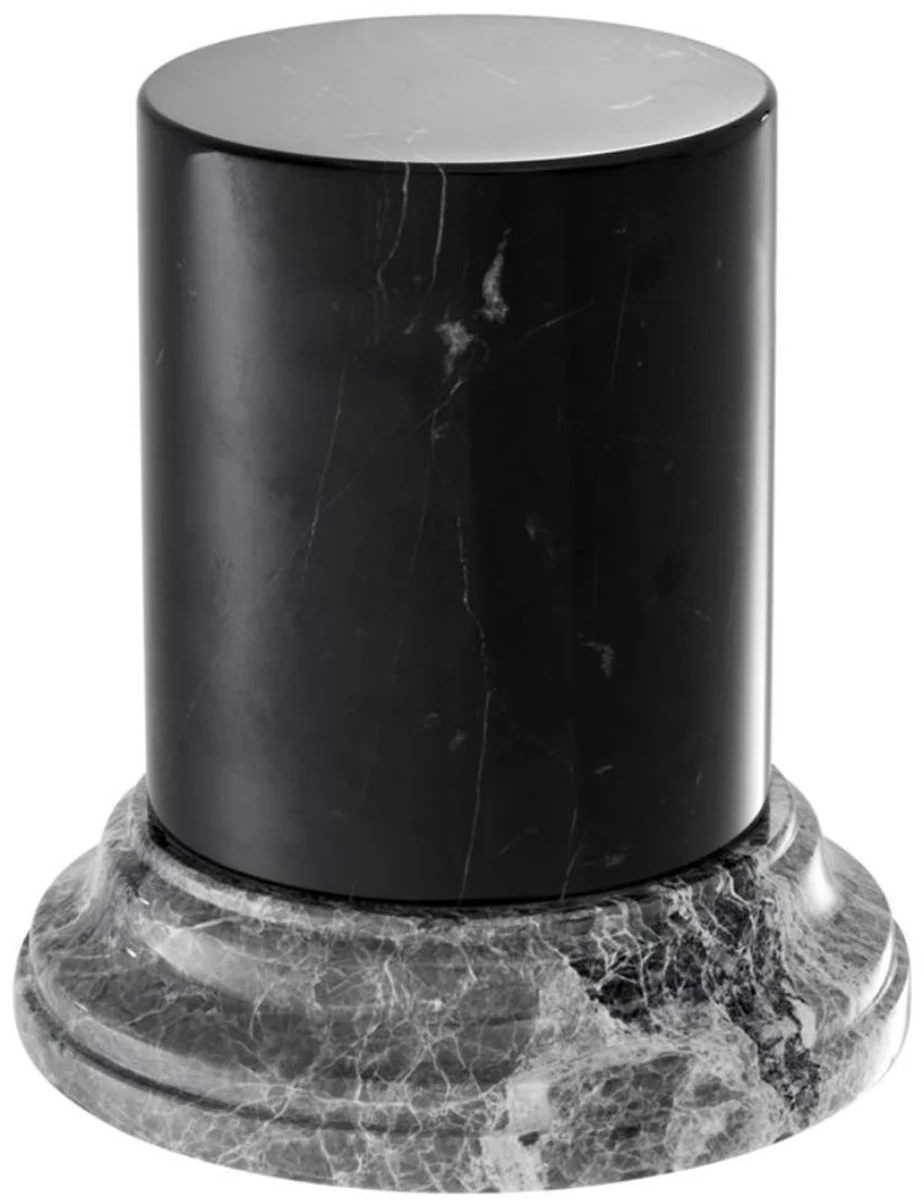 Casa Padrino columna de mármol de lujo negro / gris Ø 17,5 x H. 19 cm - Accesorios de Decoración de la Sala de Estar