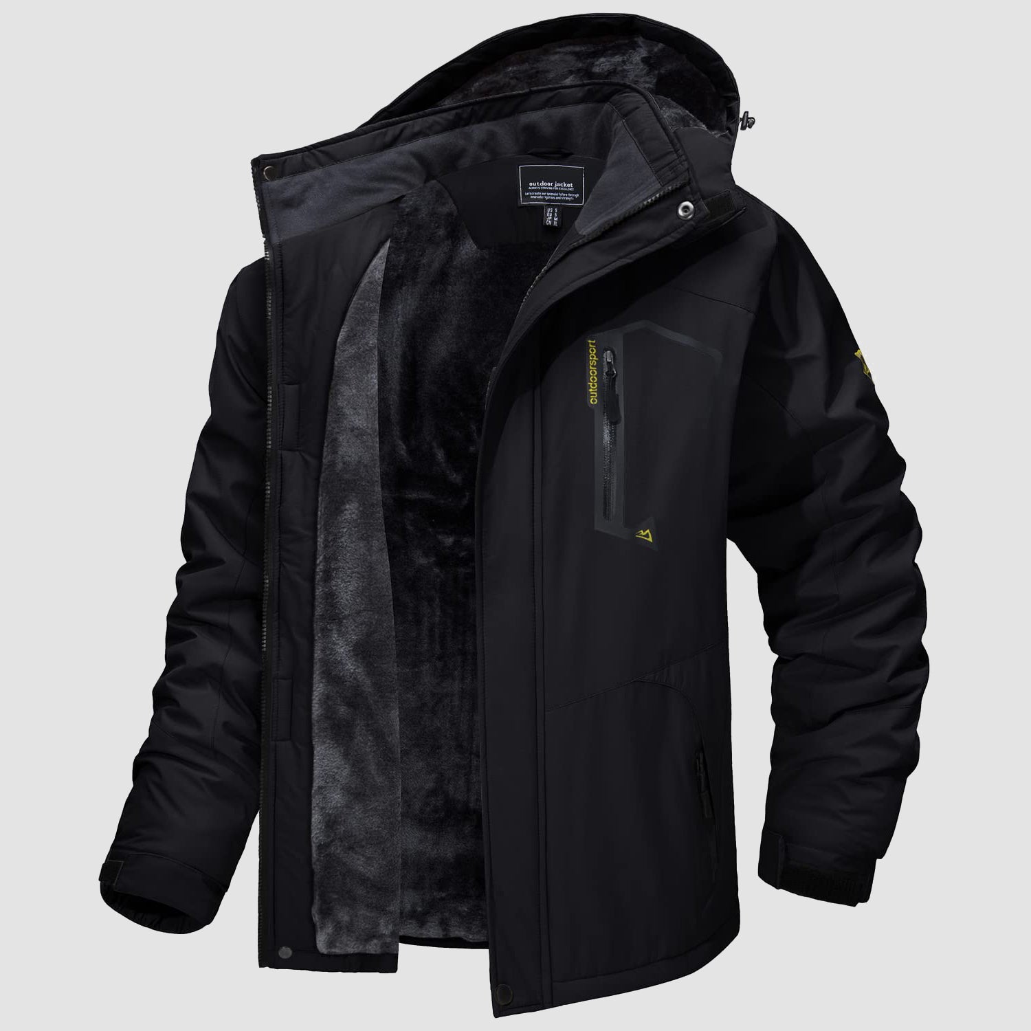 Men's Winter Jacket Water Repellent Ski Snow Jacket Warm Fleece Coat Parka Raincoats With Multi-Pockets