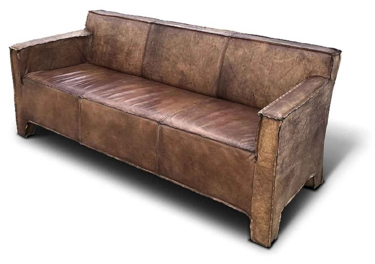 Casa Padrino sof¨¢ de cuero vintage de lujo 185 x 66 x A. 82 cm - Diferentes Colores - Sof¨¢ de sal¨®n de cuero genuina - Muebles de cuero genuina de lujo