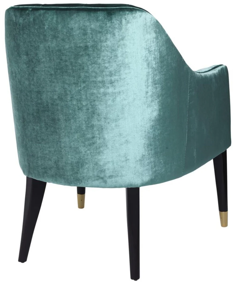 Casa Padrino Sillón de Lujo Verde Egeo / Negro / Oro 65 x 80 x H. 88 cm - Muebles Chesterfield