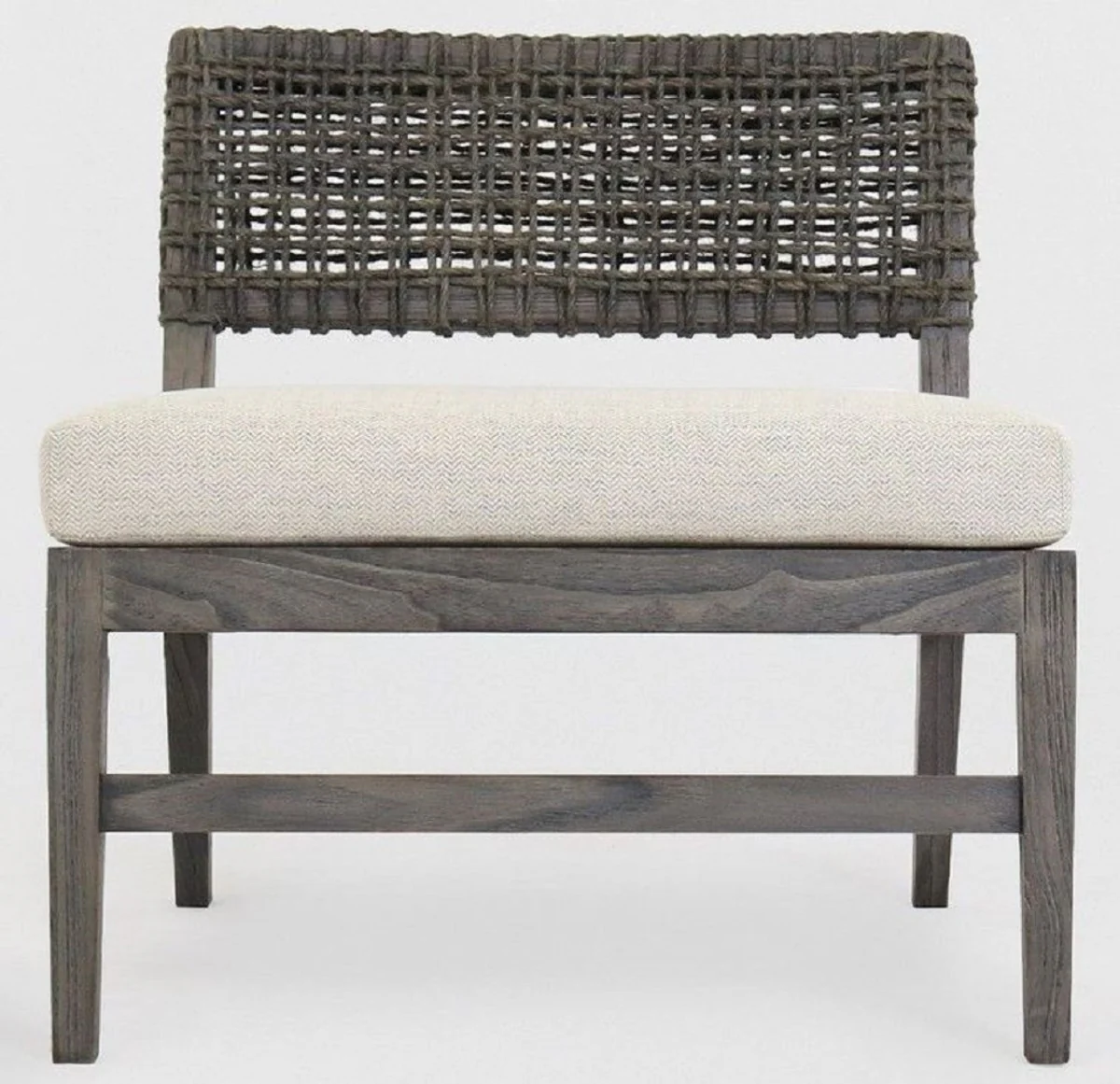 Casa Padrino sill¨®n de lujo gris 75 x 75 x A. 75 cm - Sill¨®n de sal¨®n de madera maciza con tejido de rat¨¢n y cojin de asiento - Muebles de Sal¨®n - Muebles de Lujo