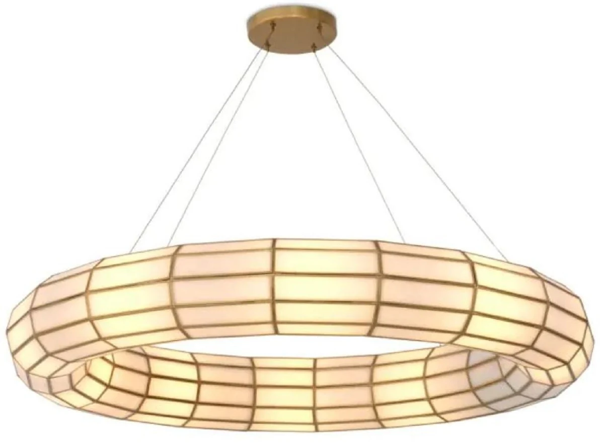 Casa Padrino l¨¢mpara de ara?a de lujo lat¨®n antiguo / blanco ? 118 x A. 18 cm