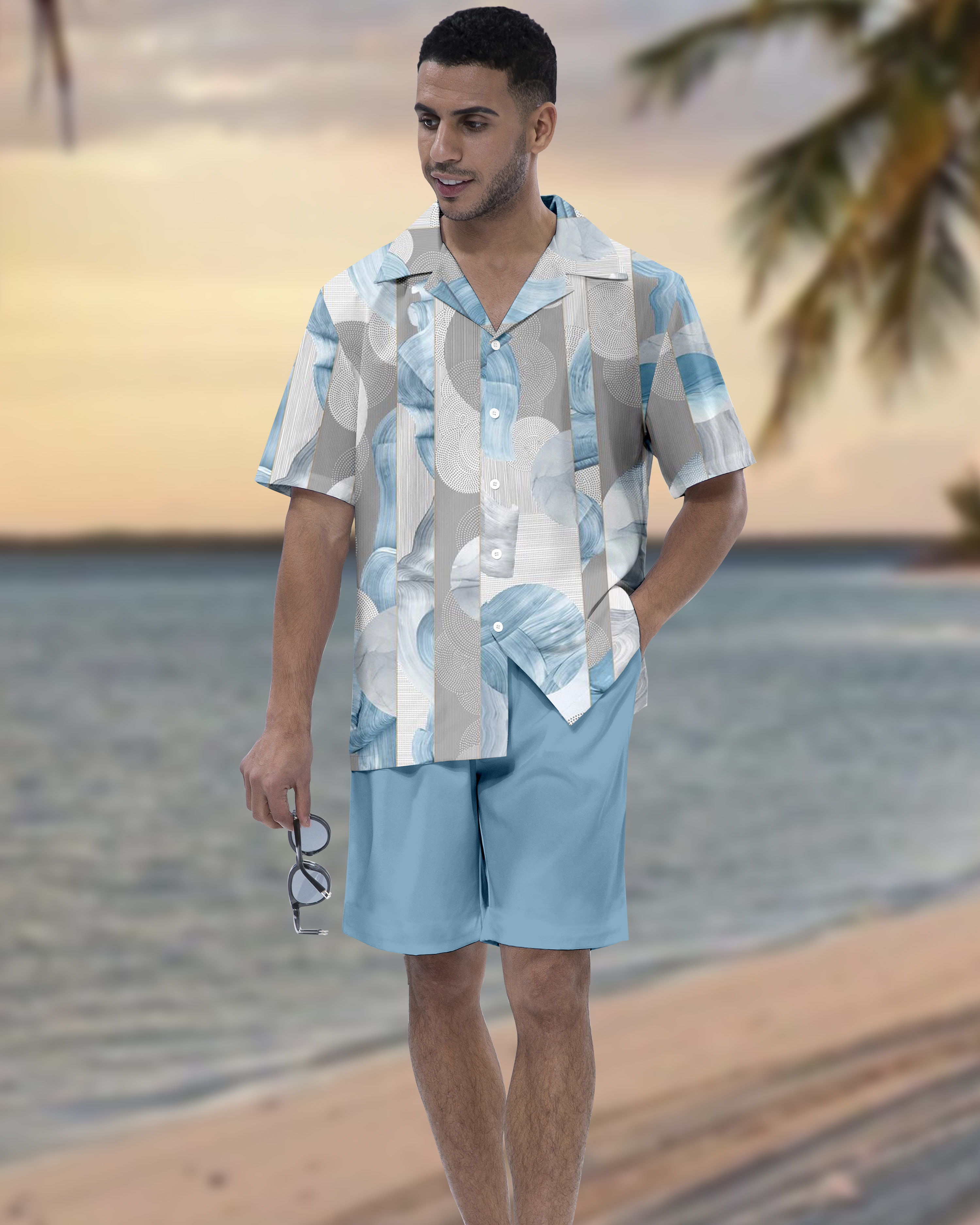 Suitmens Men's Hawaiian Vacation Short Sleeve Set 086