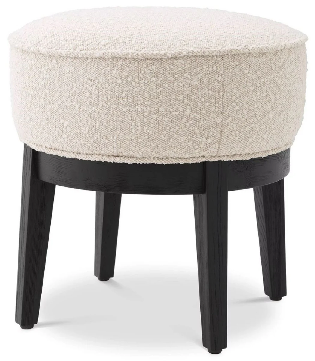 Casa Padrino taburete de lujo crema / negro ? 45,5 x A. 47 cm - Taburete de sal¨®n redondo - Taburete redondo moderno - Muebles de Lujo