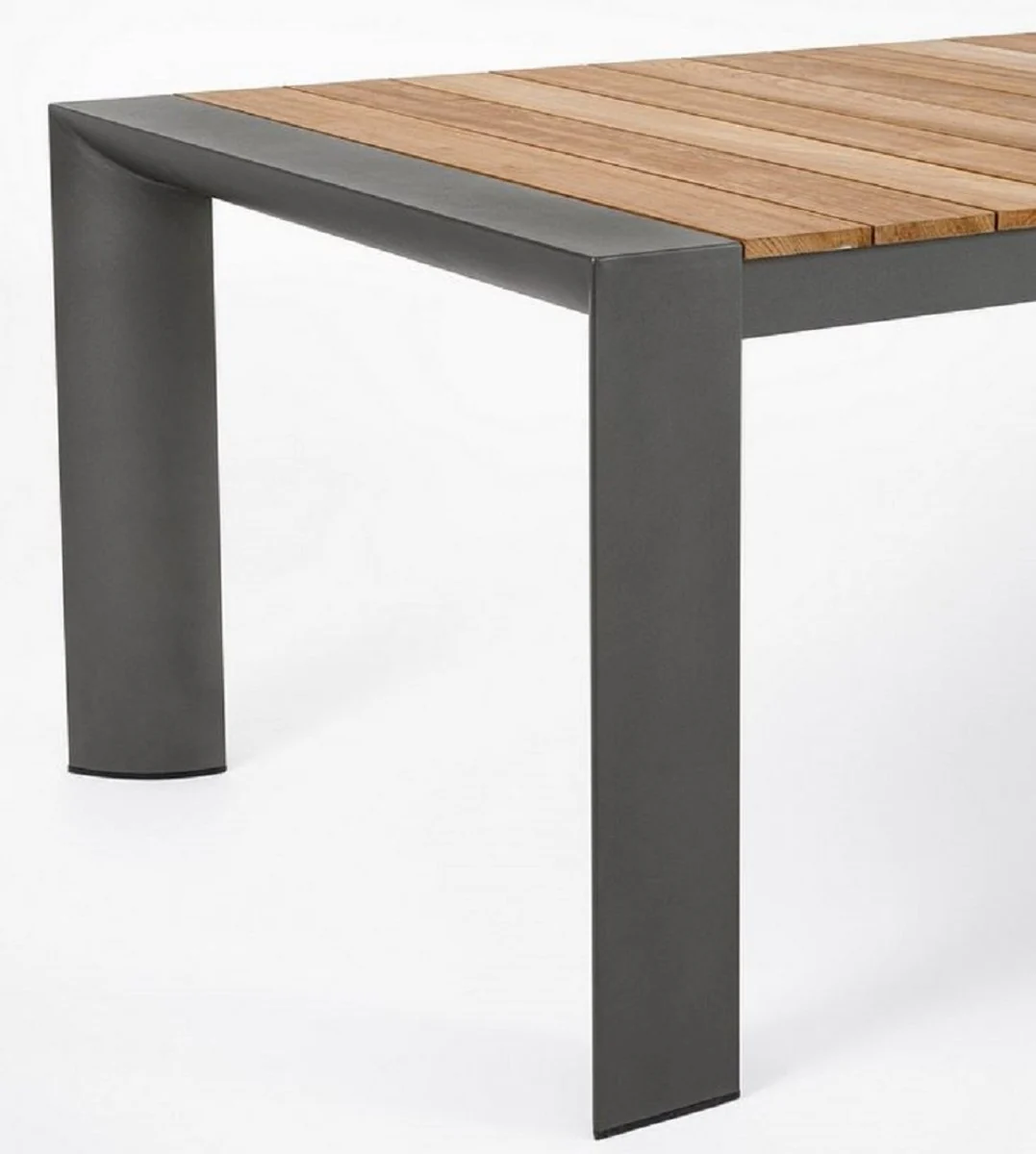 Casa Padrino mesa de jard¨ªn de lujo natural / gris 228-294 x 100 x A. 75 cm - Mesa de comedor de jard¨ªn extensible con tablero de teca y patas de aluminio - Muebles de jard¨ªn y terraza de lujo