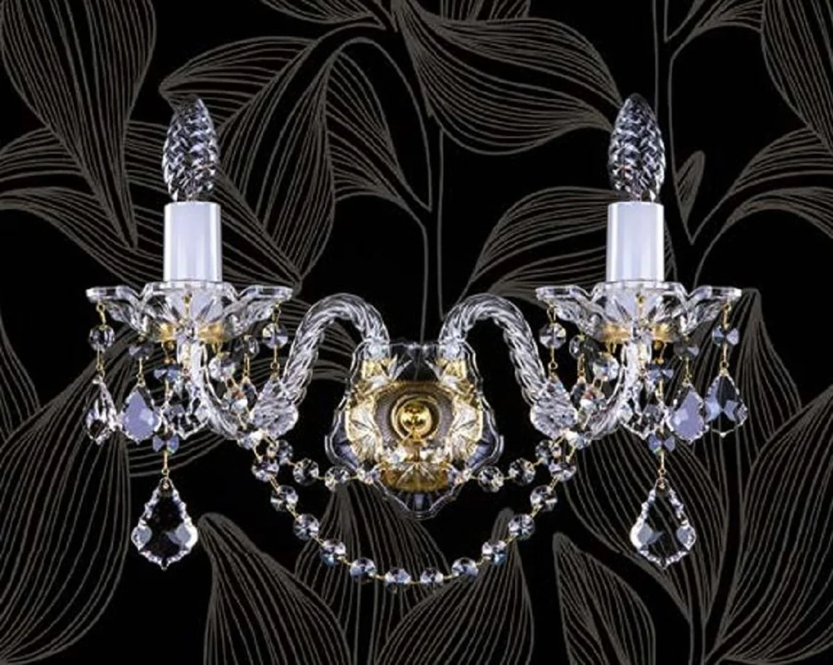 Casa Padrino l¨¢mpara de pared doble de cristal barroco de lujo oro 36 cm